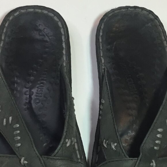 Keen Cush Olive Leather Open Toe Slide Sandal Women's Size 8 Leather Footbed - Picture 7 of 9